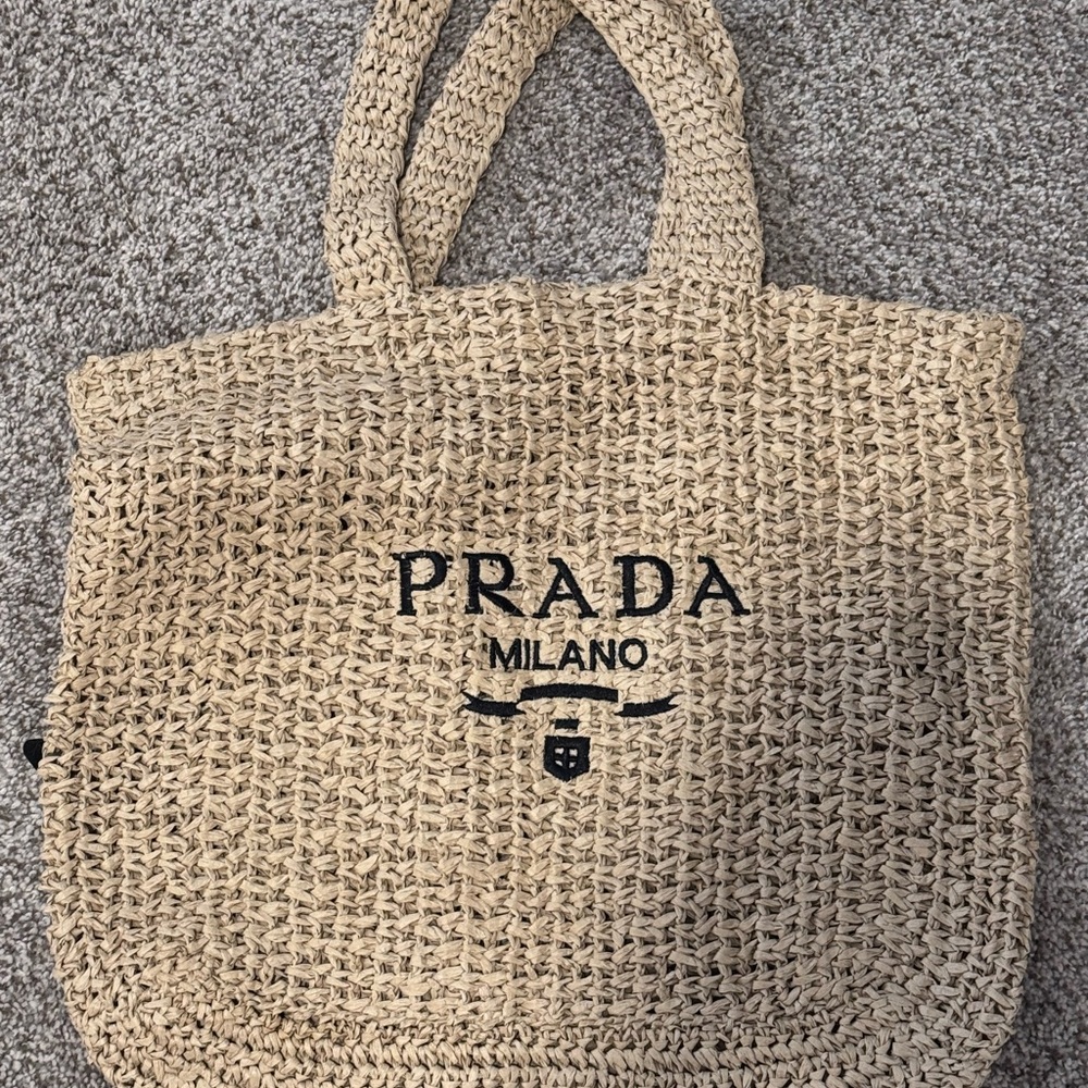 Prada Milano Tan Woven Tote Bag
